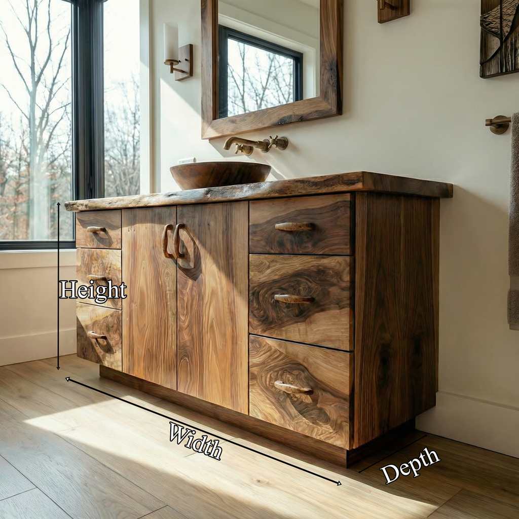 Rustic Bathroom Vanity Cabinet, Natural Grain Solid Wood Sink Storage
