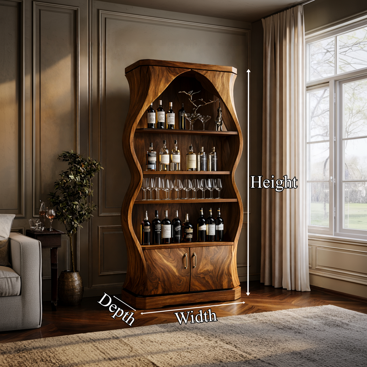 Artisan Solid Wood Wine Cabinet Dining Room