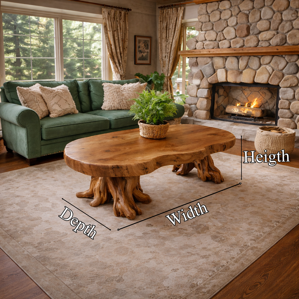 Root Style Coffee Table, Rustic Tamarind Wood Accent Table
