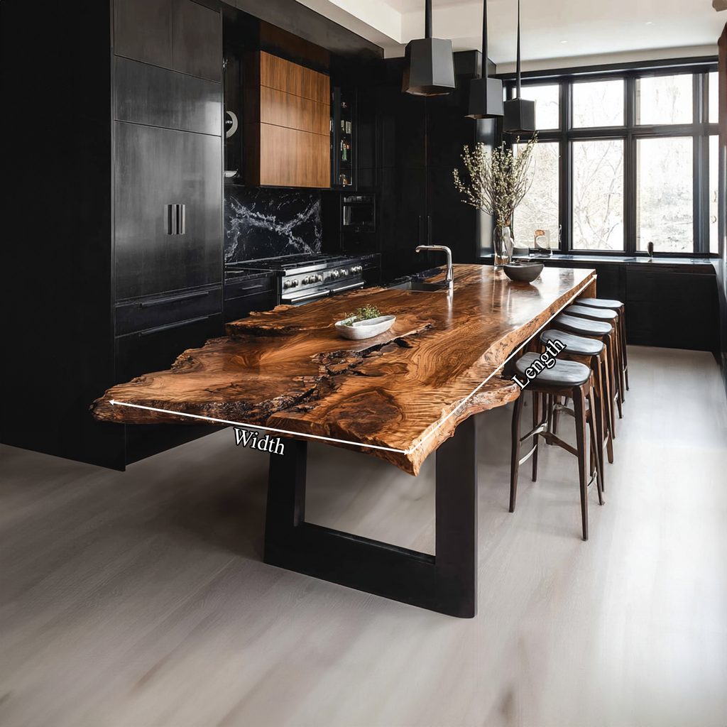 Monkey Pod Wood Kitchen Island Counter, 47 To 100 Inch Long