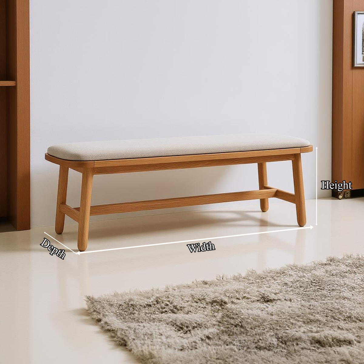 Mid Century Bench Bedroom Accent Furniture