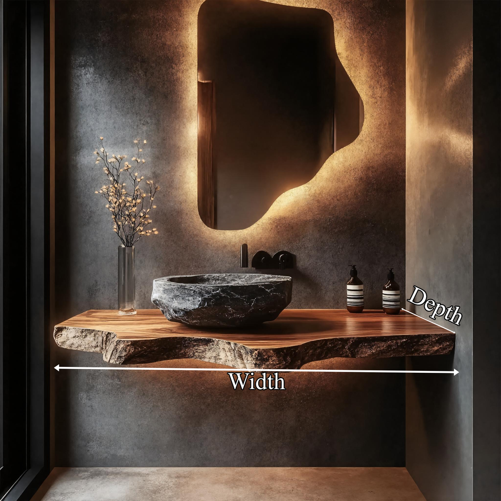 Rustic Bathroom Vanity Console, Live Edge Solid Wood Sink Stand