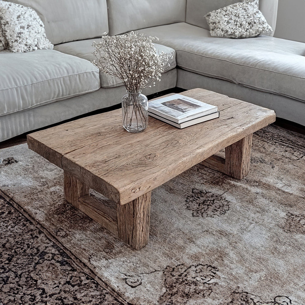 Rustic Live Edge Farmhouse Coffee Table, 32 To 60 Inch Wide