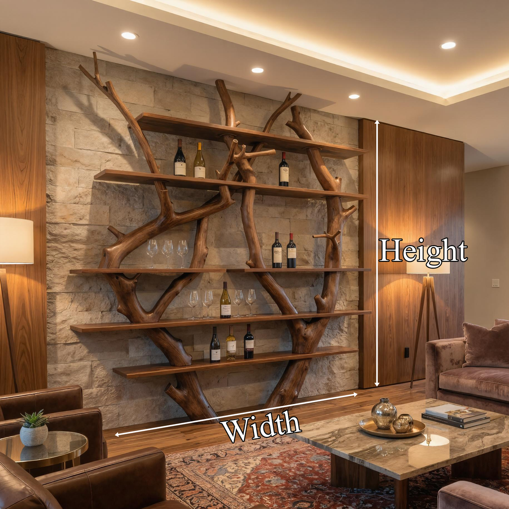 Large Tree Branch Wall Wine Rack For Kitchen Or Home Bar, 80 Inch