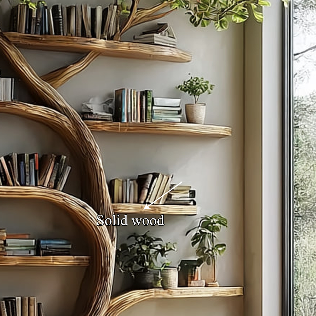 Large Tree Bookcase, Rustic Branch Wall Shelf for Guest Room