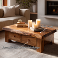 Tamarind Wood Coffee Table With Storage Drawer, 30 To 50 Inch