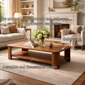 Solid Tamarind Wood Coffee Table With Clean Modern Lines, 24 To 50 In