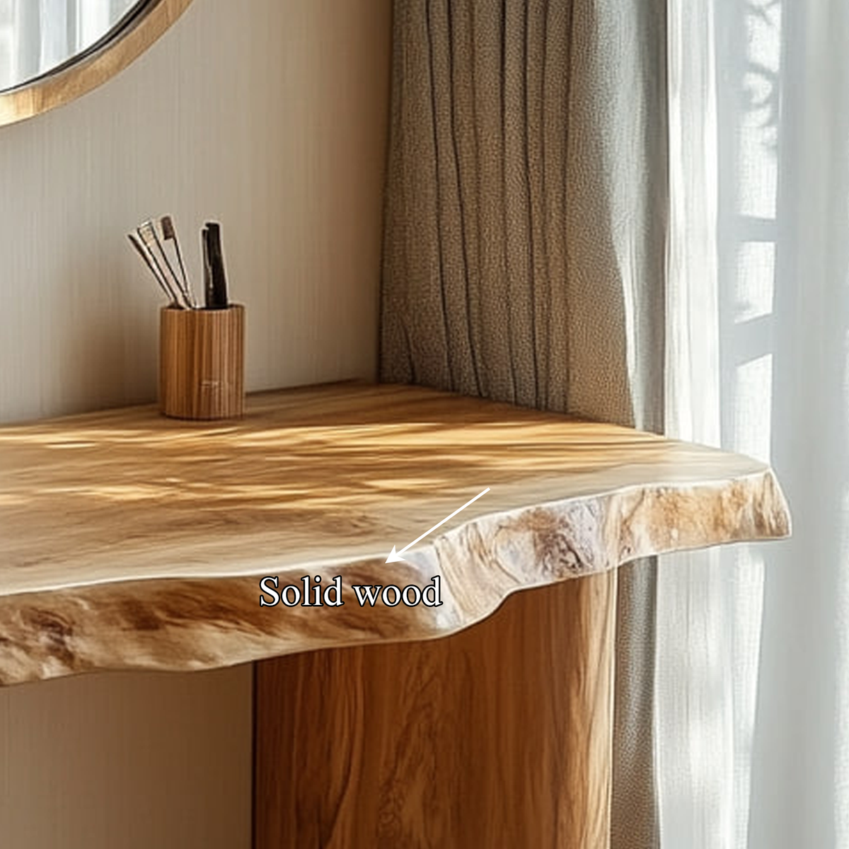 Japandi Solid Wood Floating Dressing Table Live Edge Bedroom