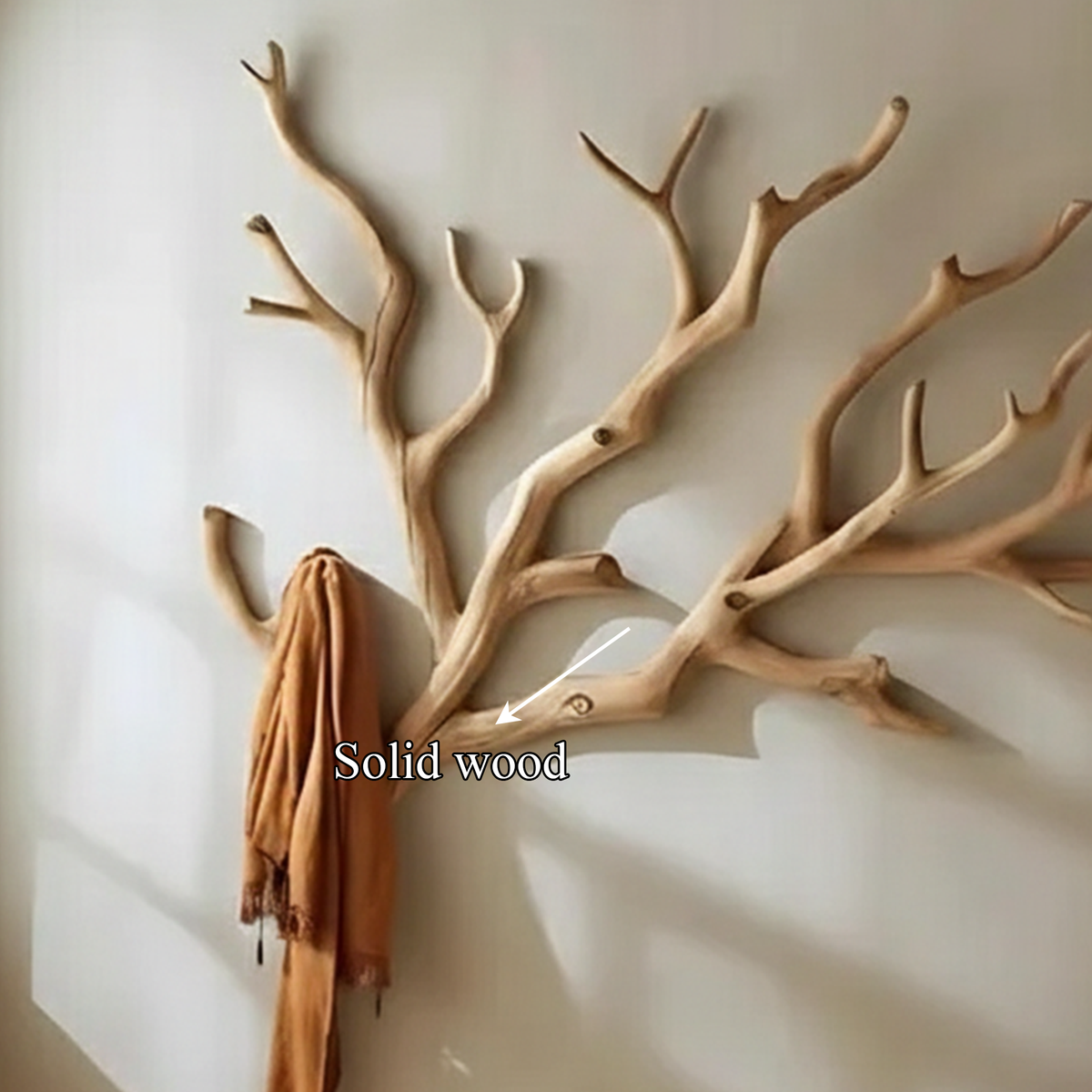 Tree Branch Coat Rack, Rustic Wall Mounted Wooden Hallway Hanger