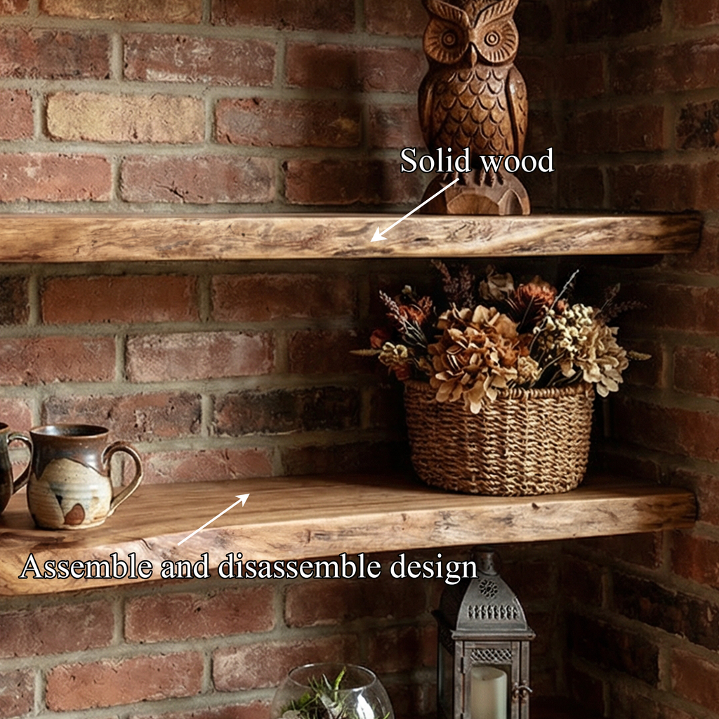 Industrial Rustic Floating Wall Shelves Solid Wood