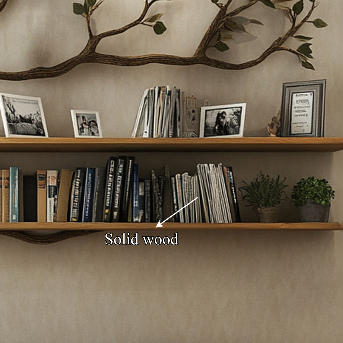 Rustic Tree Branch Wall Shelf