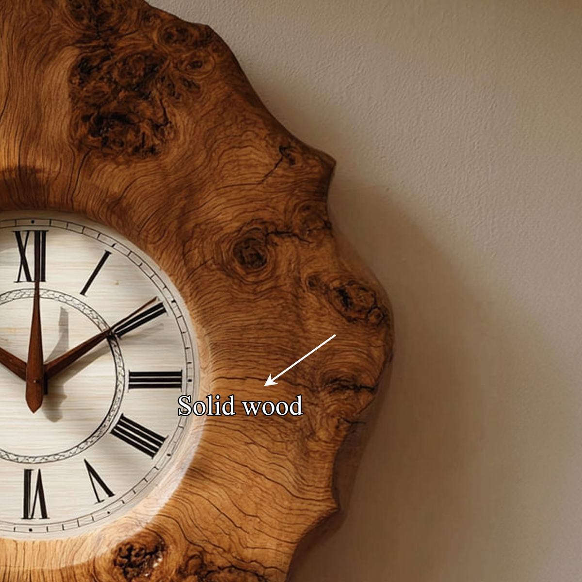 Organic Shape Natural Wood Kitchen Wall Clock, 10 To 18 Inch