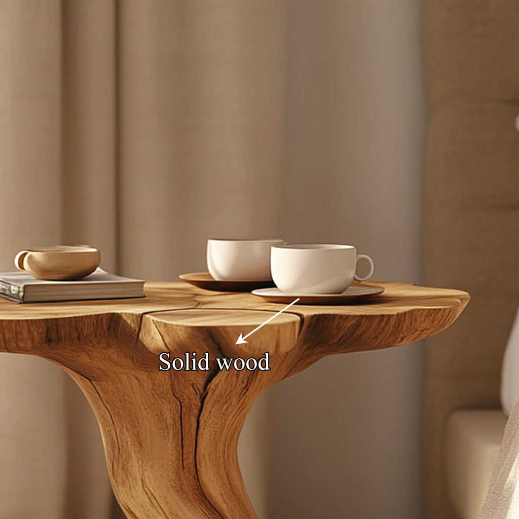Sculptural Wood Nightstand, Organic Rustic End Table for Bedroom