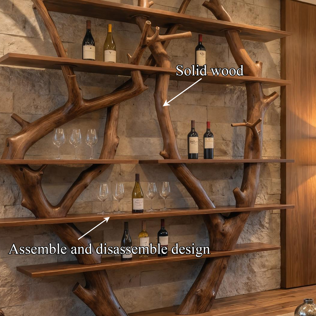 Large Tree Branch Wall Wine Rack For Kitchen Or Home Bar, 80 Inch