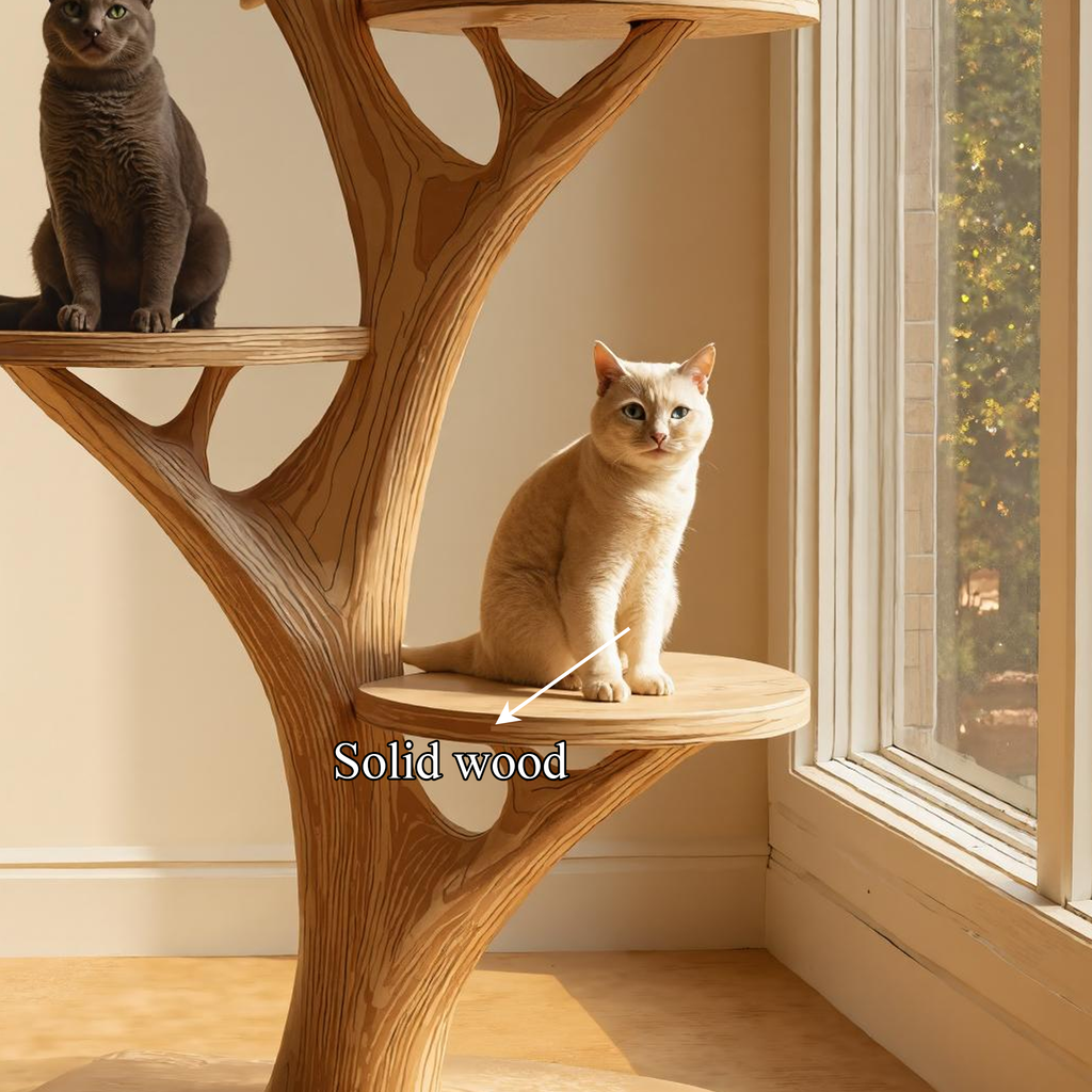 Rustic Wooden Cat Tree Stand Living Room Play