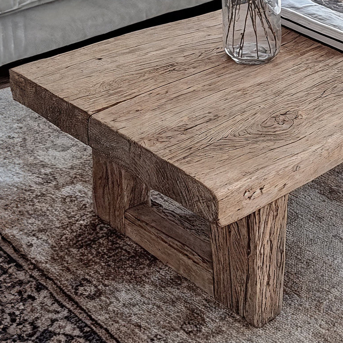 Rustic Live Edge Farmhouse Coffee Table, 32 To 60 Inch Wide