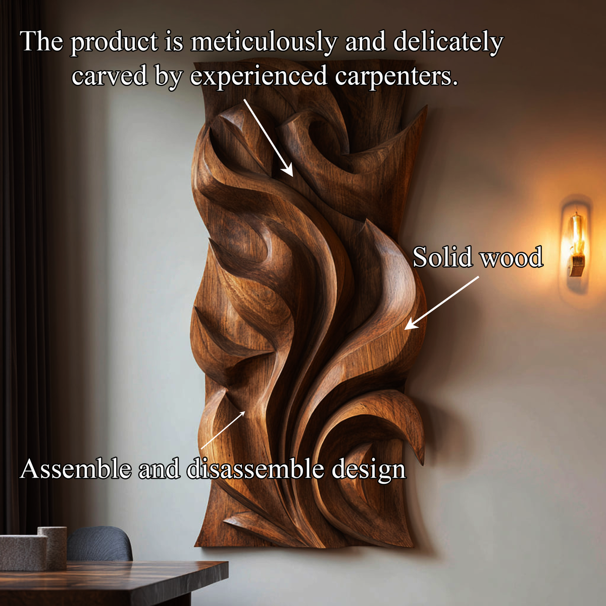 Layered Circle Carved Wood Wall Panel, 18 x 48 Inch Vertical Art