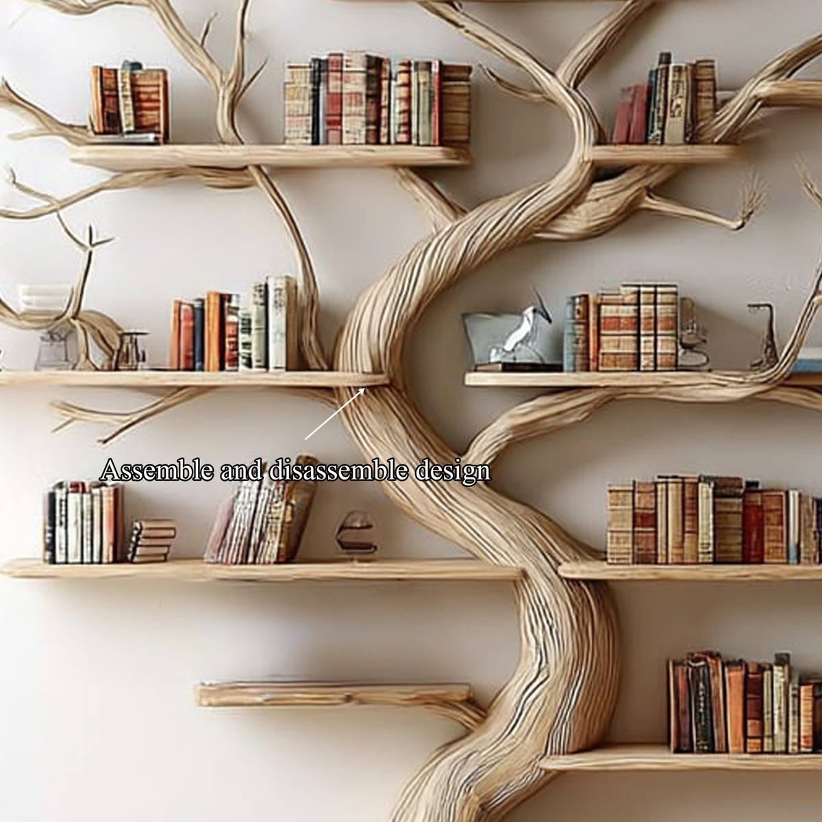 Tree Wall Bookshelf, Floating Branch Bookcase for Bedroom Lounge