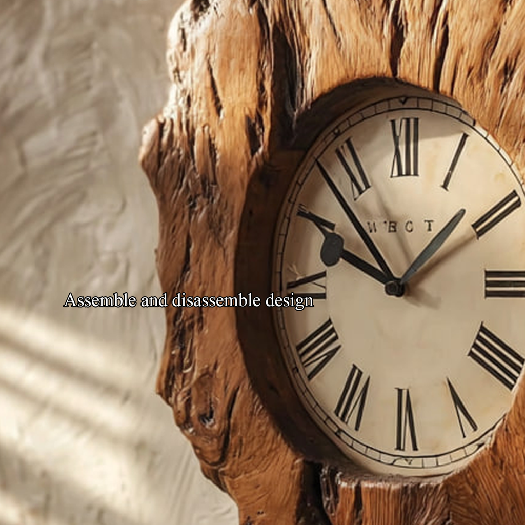 Rustic Organic Wood Wall Clock Home Interior or Hallway