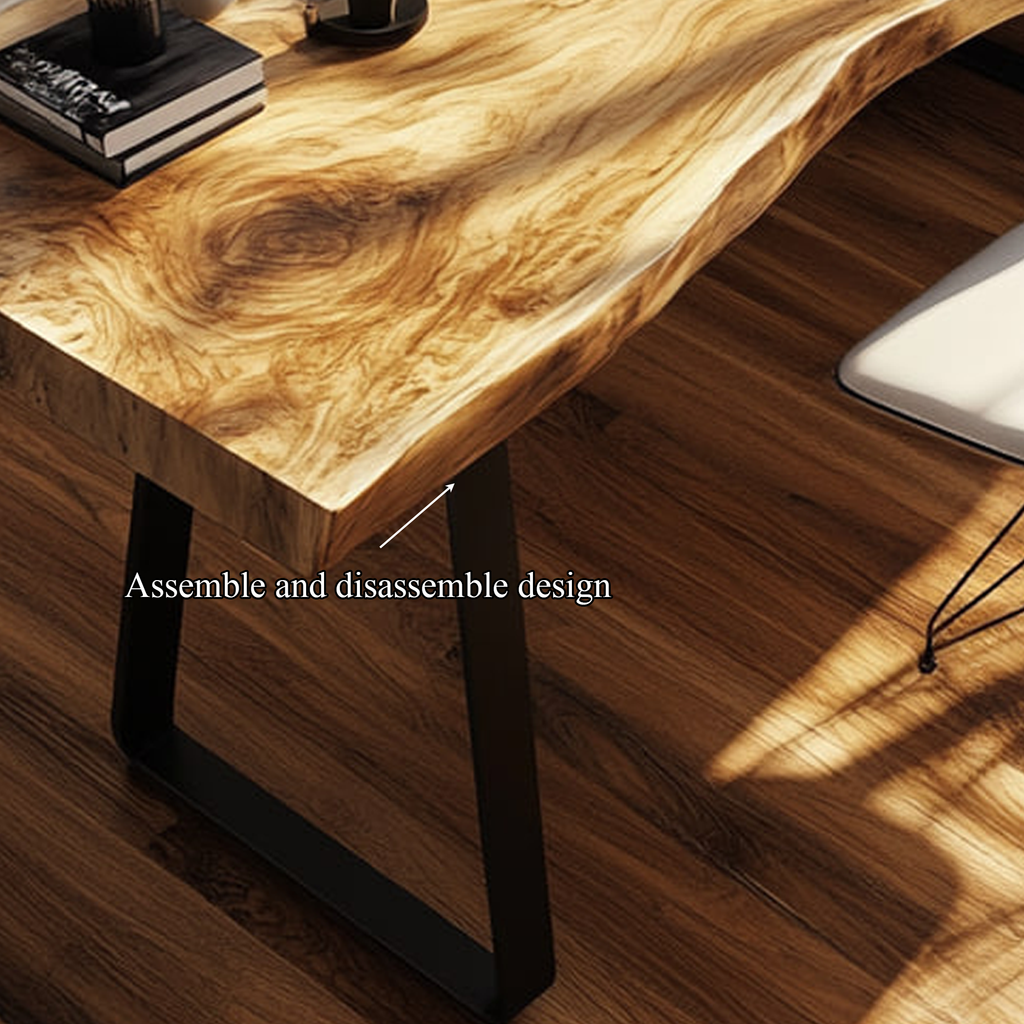 Live Edge Desk, Modern Rustic Solid Hardwood Work Desk for Home Office