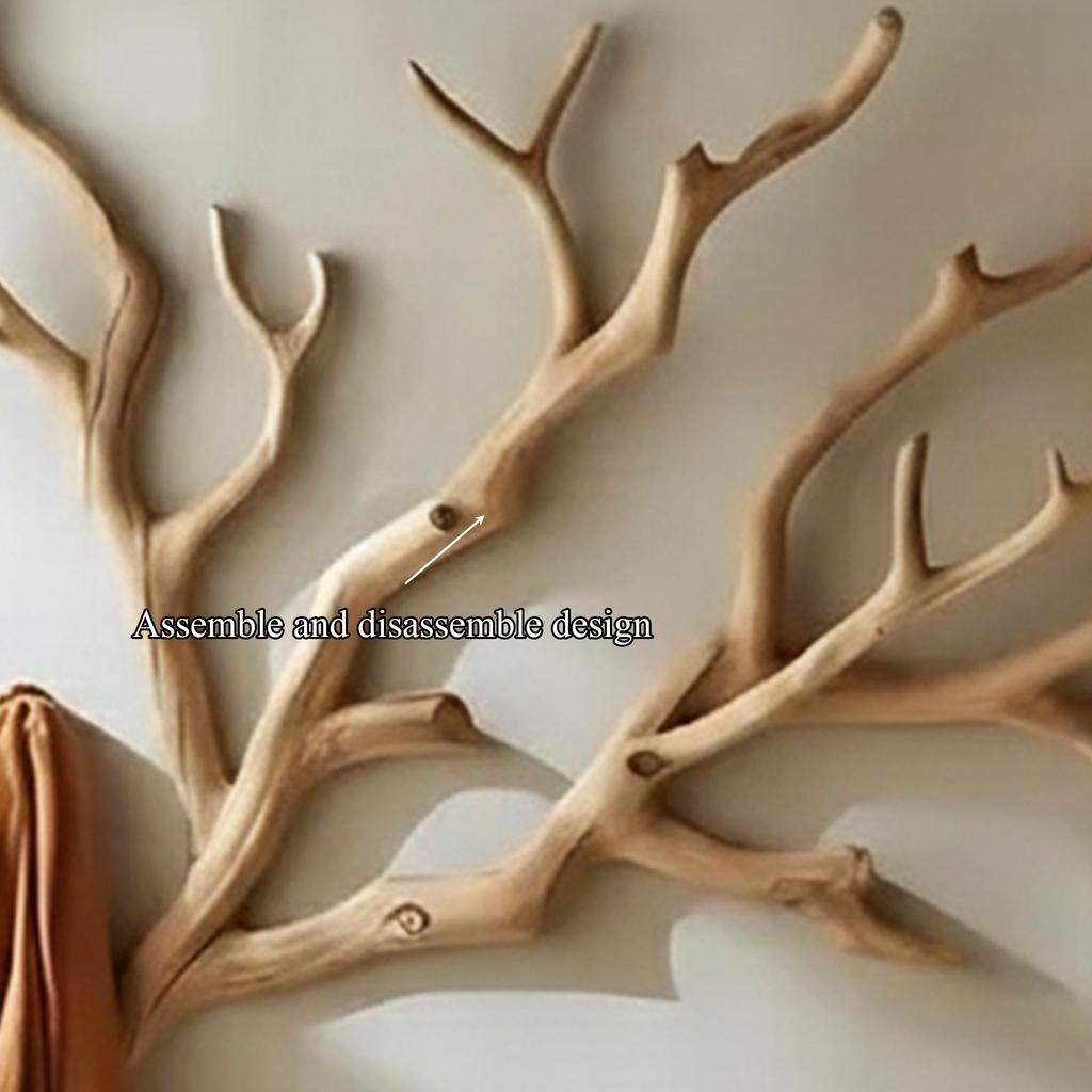 Tree Branch Coat Rack, Rustic Wall Mounted Wooden Hallway Hanger