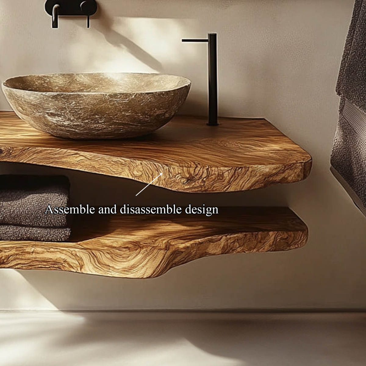 Freestanding Bathroom Vanity Stand, Mid Century Solid Wood Basin Shelf