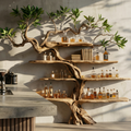 Wine Rack Wall Shelf, Nature Inspired Tree Branch Wood Bar Display