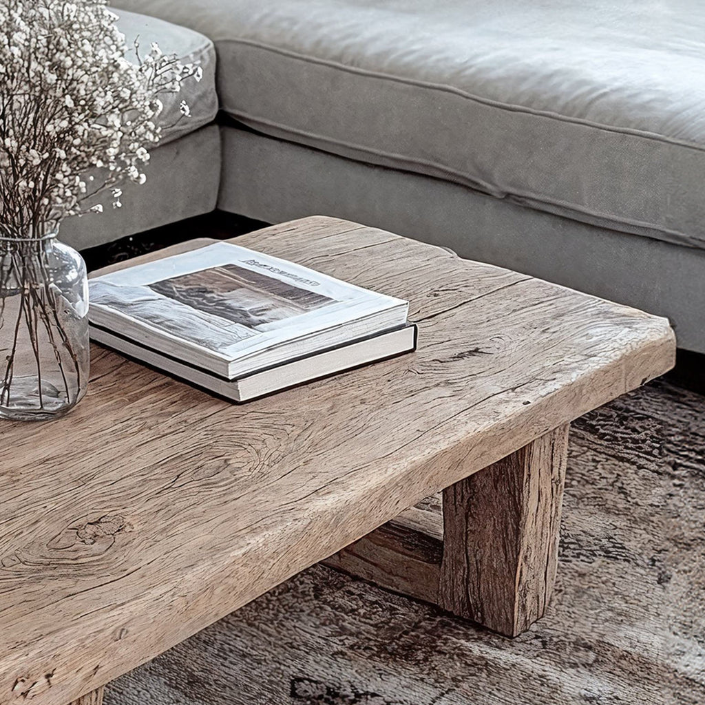 Rustic Live Edge Farmhouse Coffee Table, 32 To 60 Inch Wide