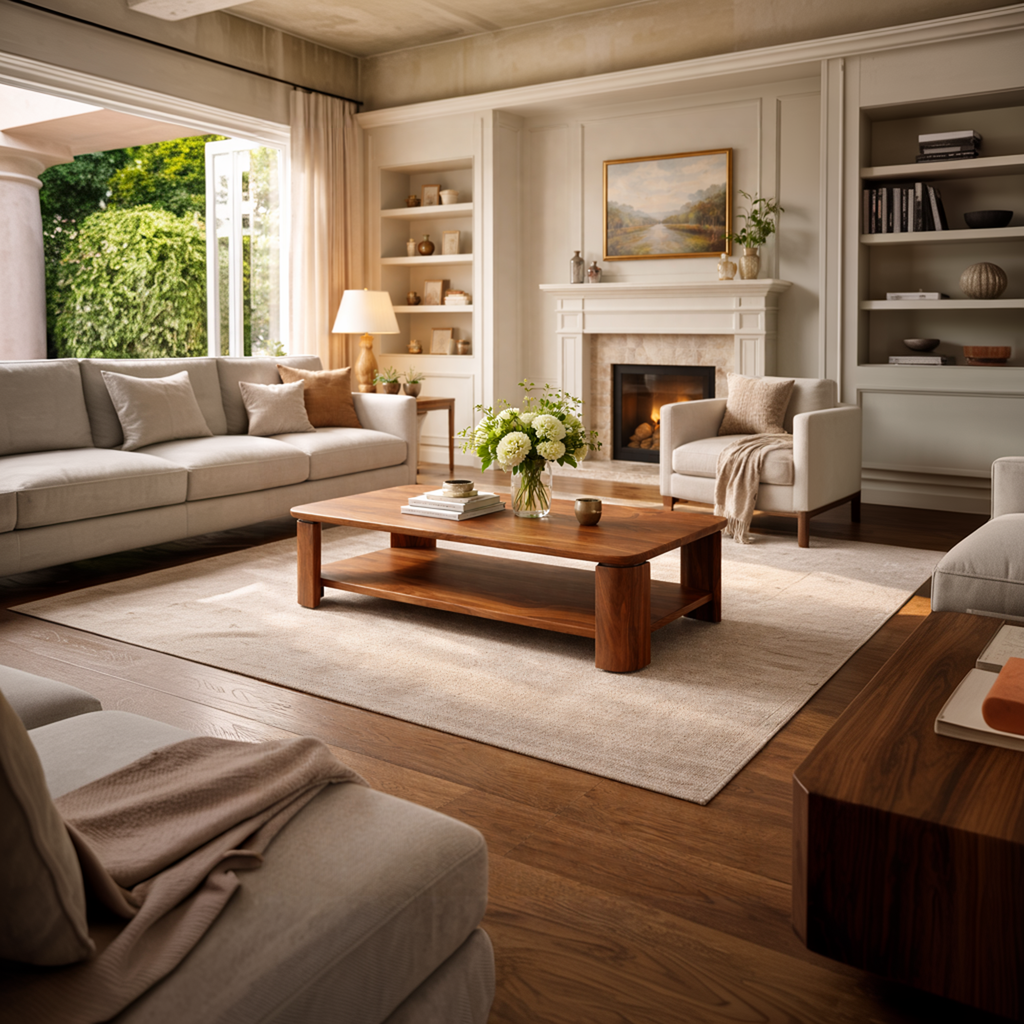Solid Tamarind Wood Coffee Table With Clean Modern Lines, 24 To 50 In