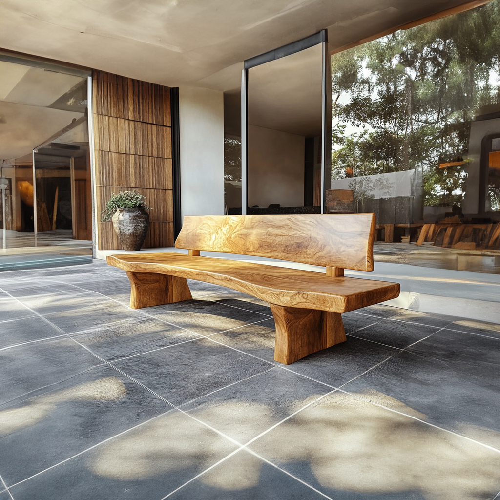 Handcrafted Wood Bench Luxury Living Room