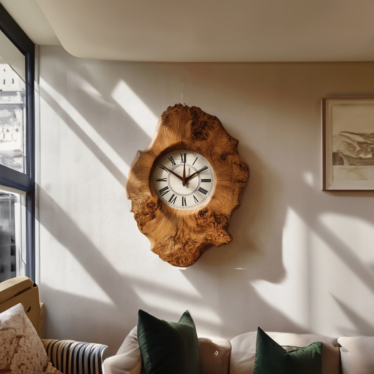 Organic Shape Natural Wood Kitchen Wall Clock, 10 To 18 Inch