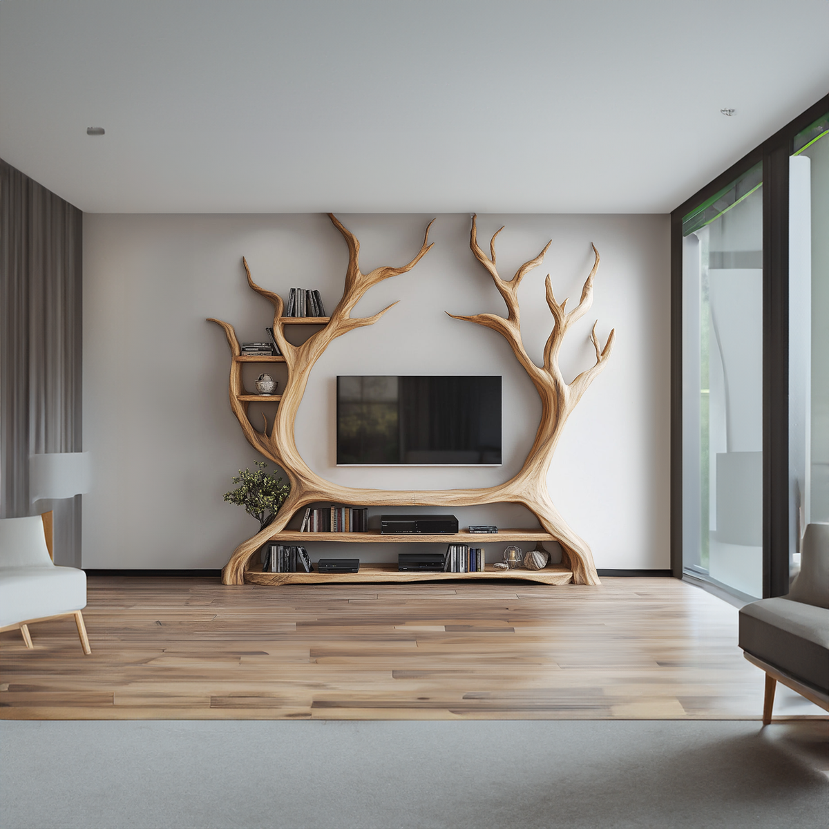 Custom Tree Bookcase Cabinet TV Solid Wood Gitf