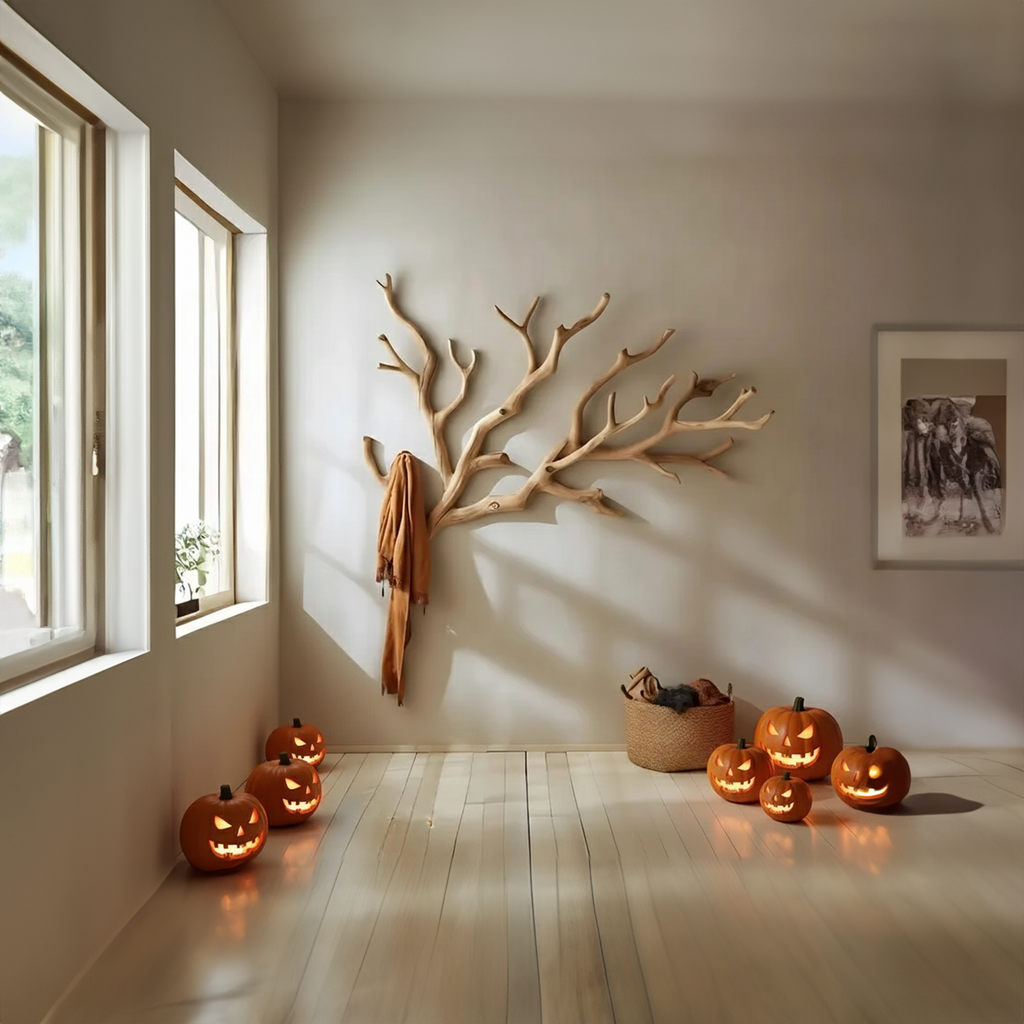 Tree Branch Coat Rack, Rustic Wall Mounted Wooden Hallway Hanger