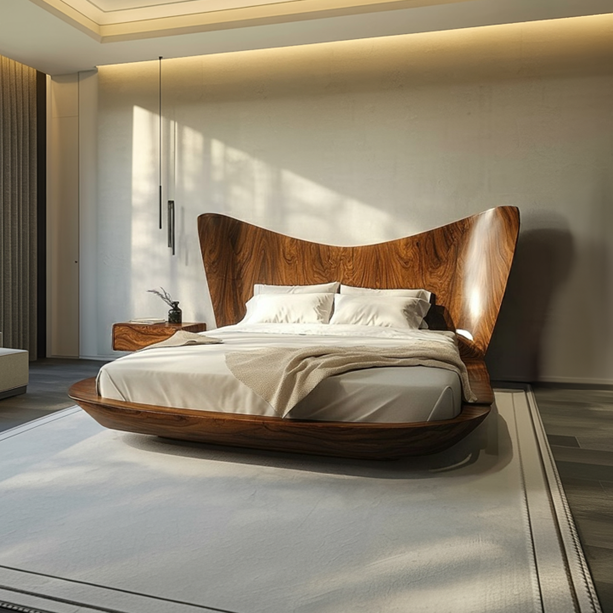 Low Minimalist Solid Wood Platform Bed Frame, Queen Or King