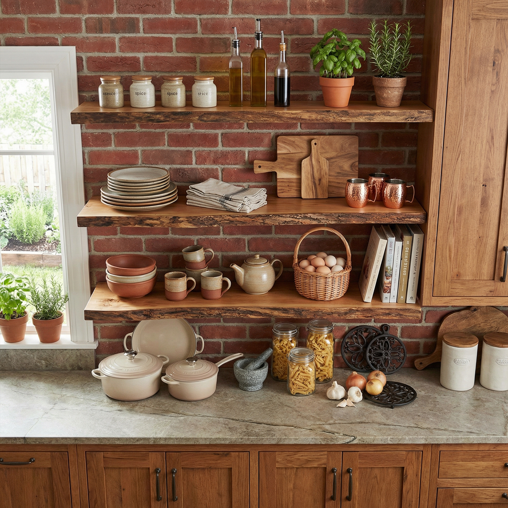Industrial Rustic Floating Wall Shelves Solid Wood