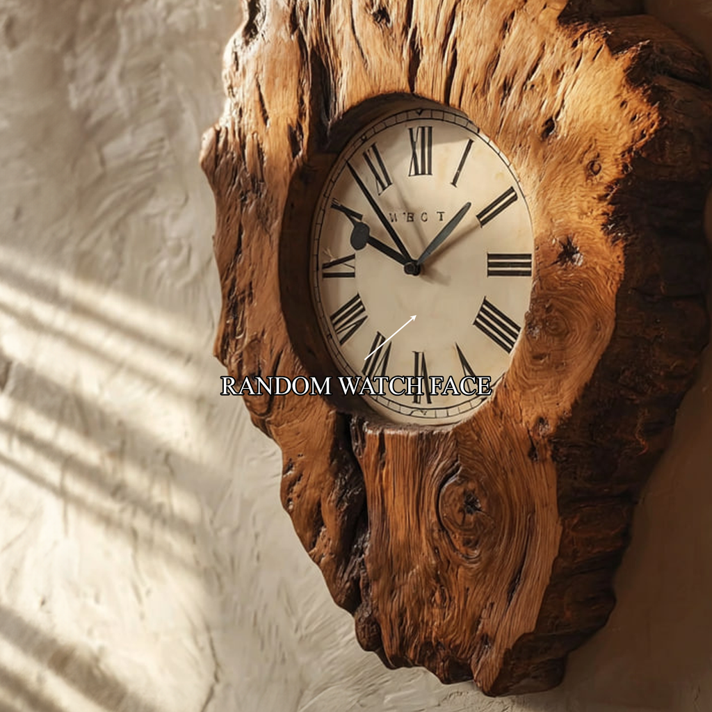 Rustic Organic Wood Wall Clock Home Interior or Hallway