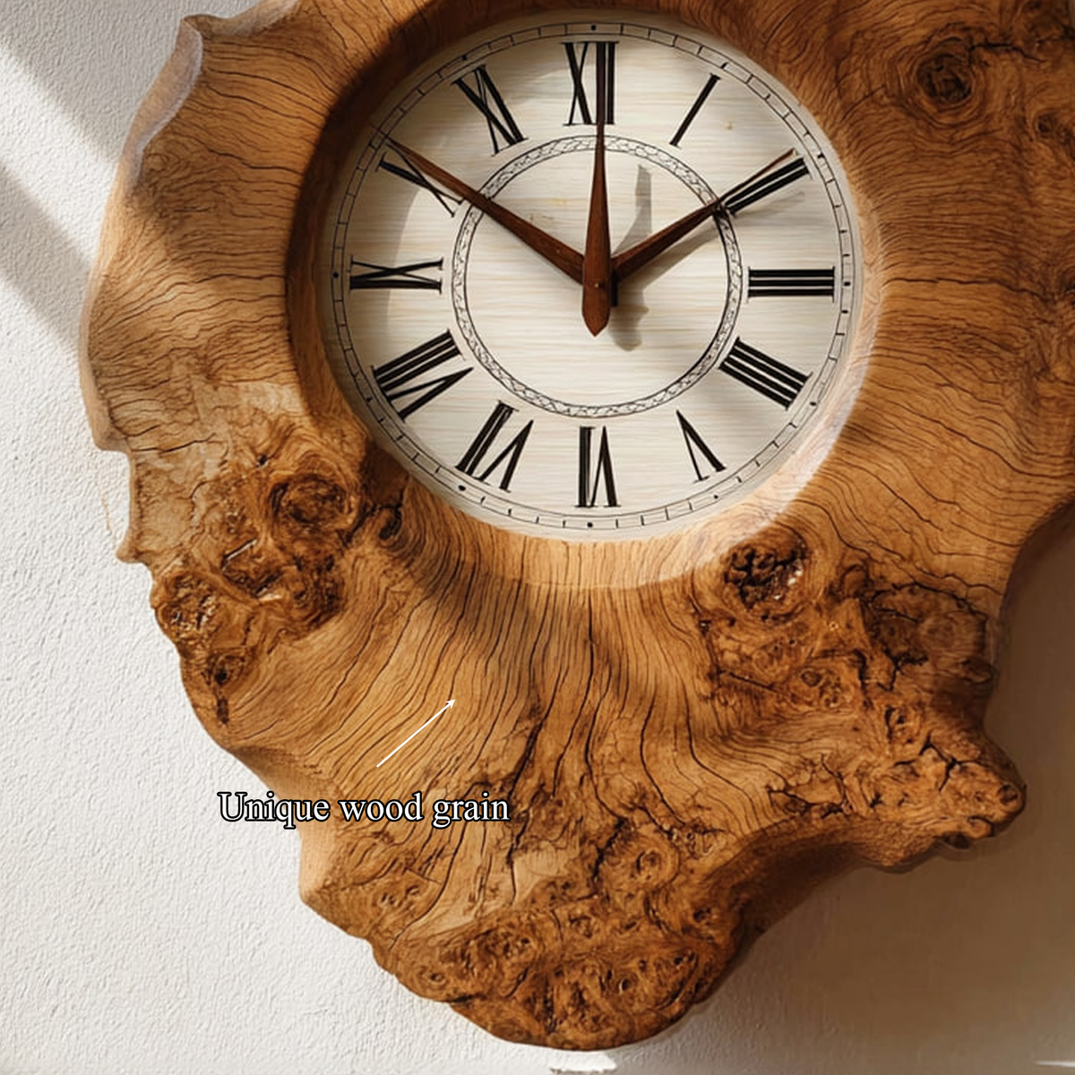 Organic Shape Natural Wood Kitchen Wall Clock, 10 To 18 Inch