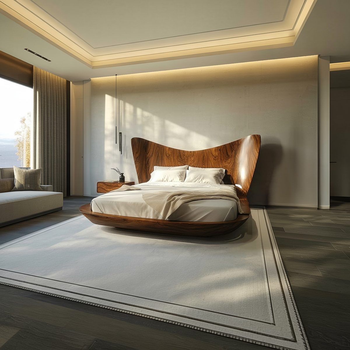 Low Minimalist Solid Wood Platform Bed Frame, Queen Or King