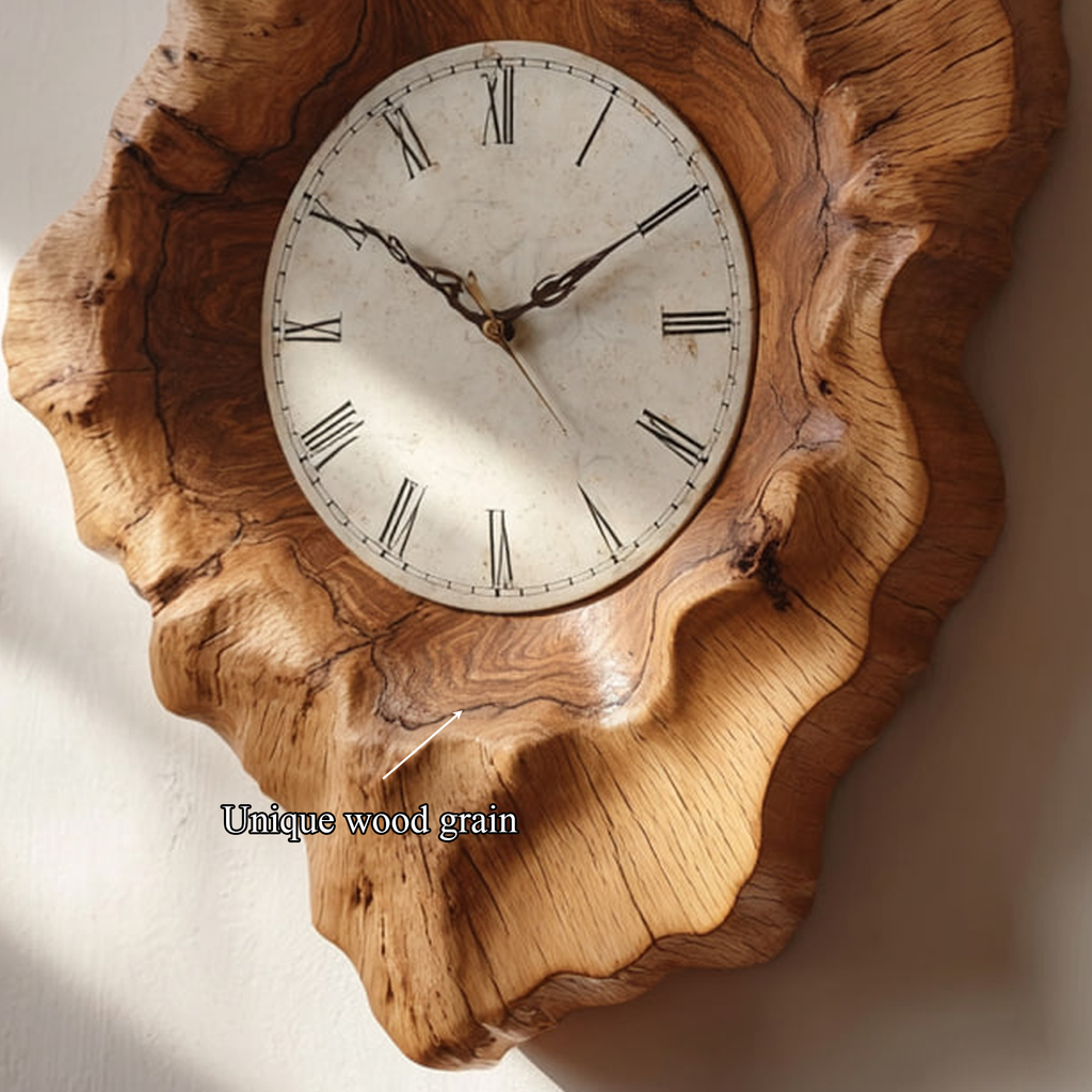 Rustic Organic Natural Wood Wall Clock Office or Study Room Decor
