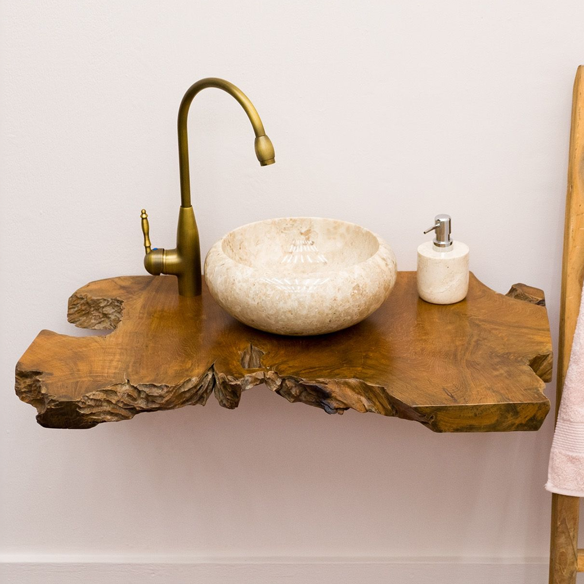 Live Edge Bathroom Vanity Shelf – Style 2