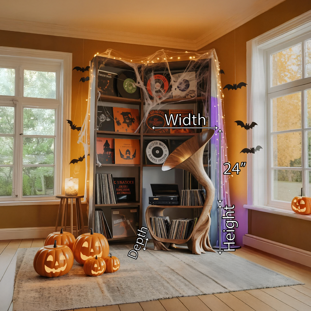 Farmhouse Solid Wood Record Stand For Bedroom Halloween Furniture