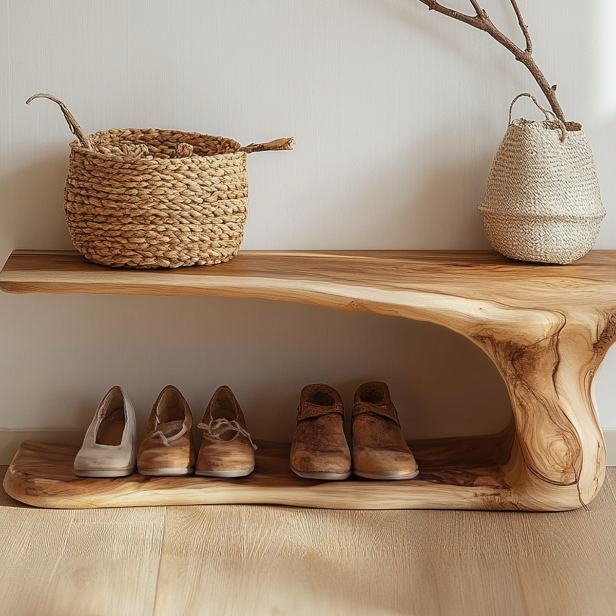 Farmhouse Solid Wood Entry Shoe Bench With Storage, 32 To 60 Inch