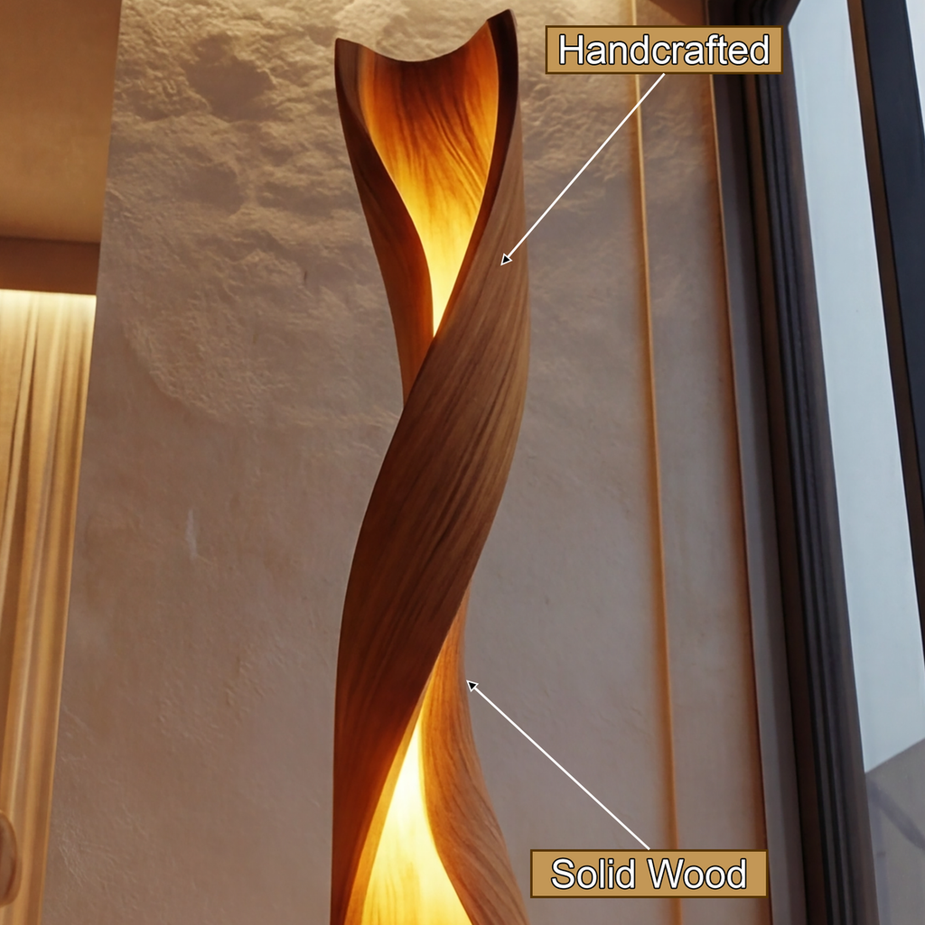Zerathis Sculpted Integrated LED Wood Floor Lamp
