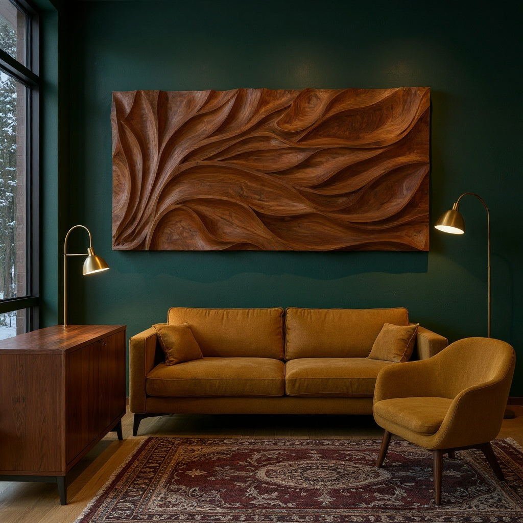 Abstract Carved Wall Art Sculpture For Living Room Decor