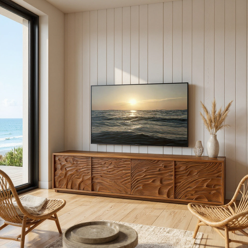 Abstract Carved Wave TV Stand For Designer Interior