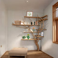 Tall Driftwood Branch Wall Bookcase, Live Edge Shelves, 80 x 50 in