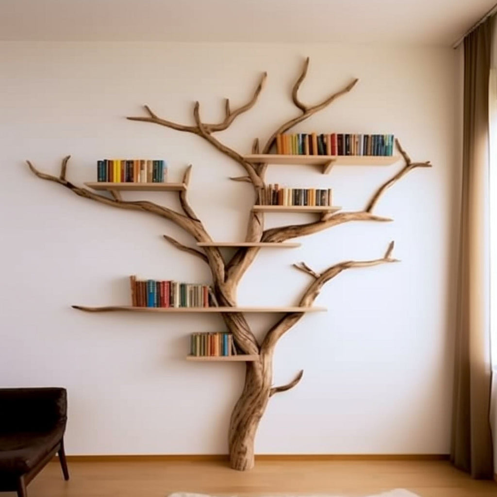Elegant Wild Mulberry Tree Bookshelf Floating Shelves Live Edge