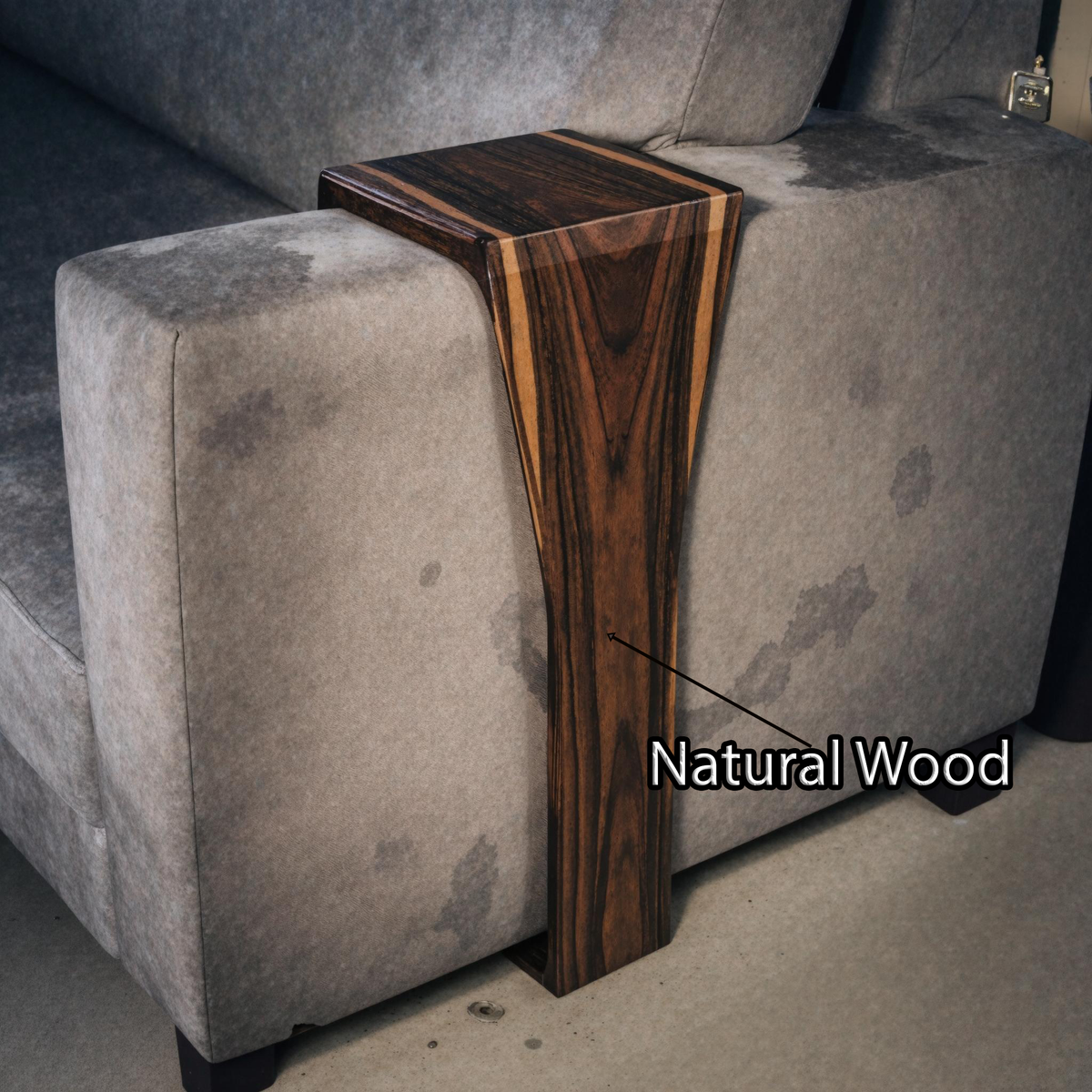 Handcrafted Solid Wood Armrest Table For Sofa Storage