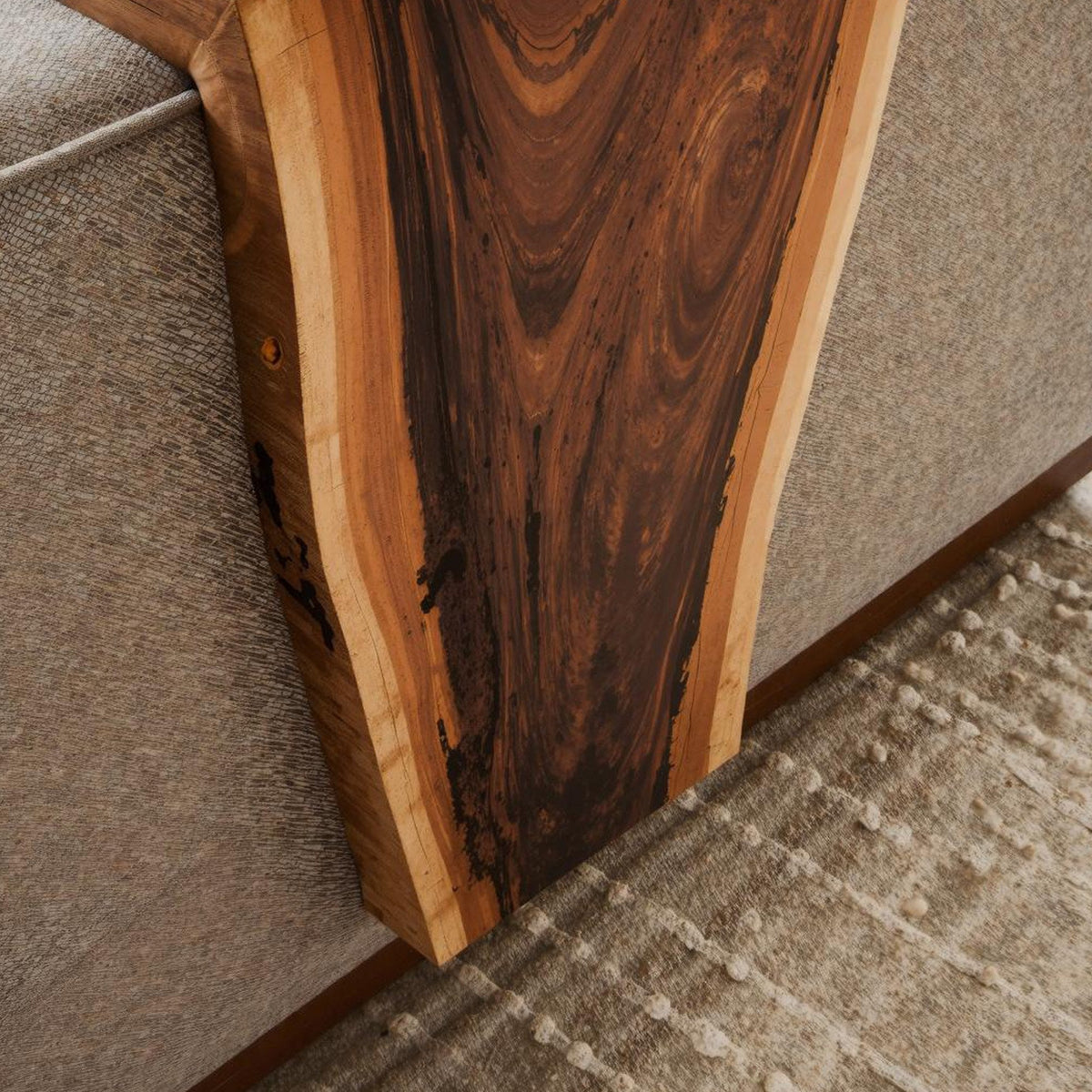 Rustic Handcrafted Armrest Table For Sofa Storage And Decor