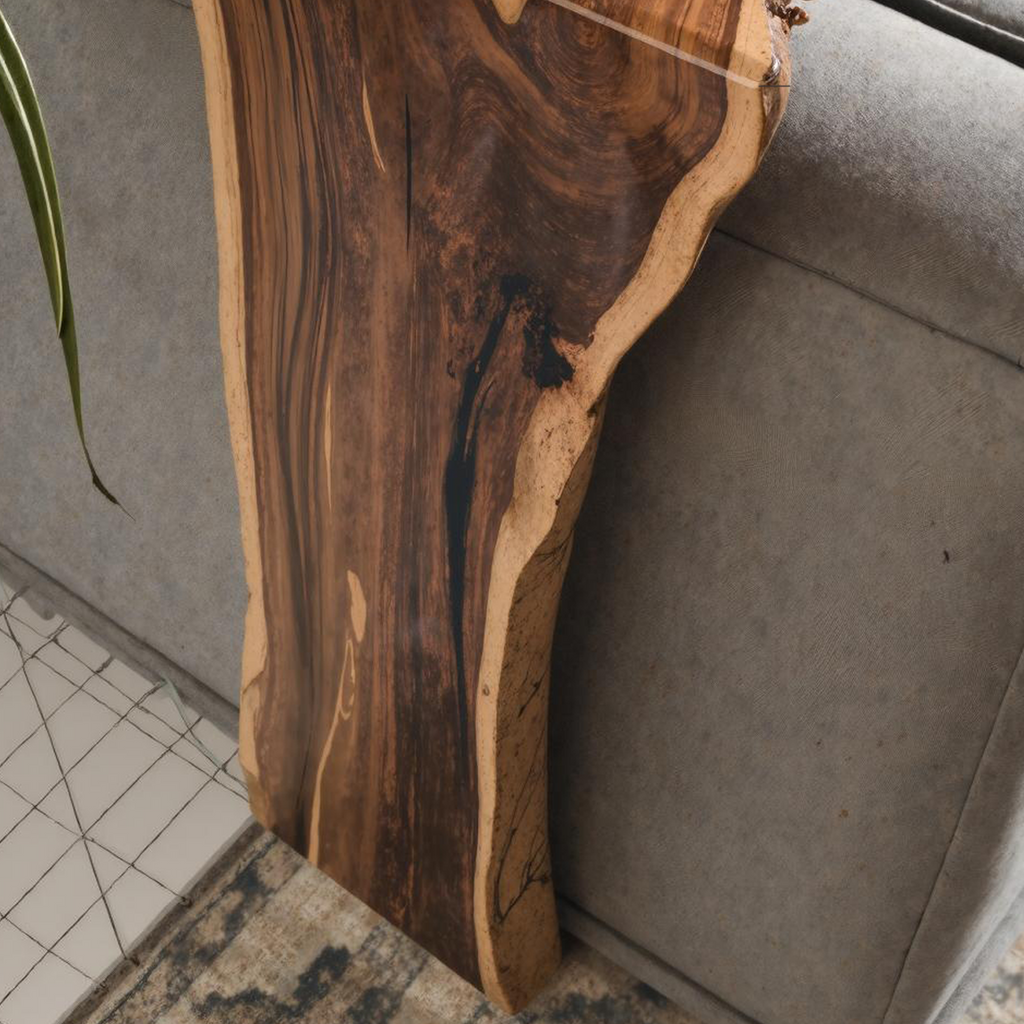 Sofa Armrest Table, Farmhouse Waterfall Wood Tray for Couch Arms